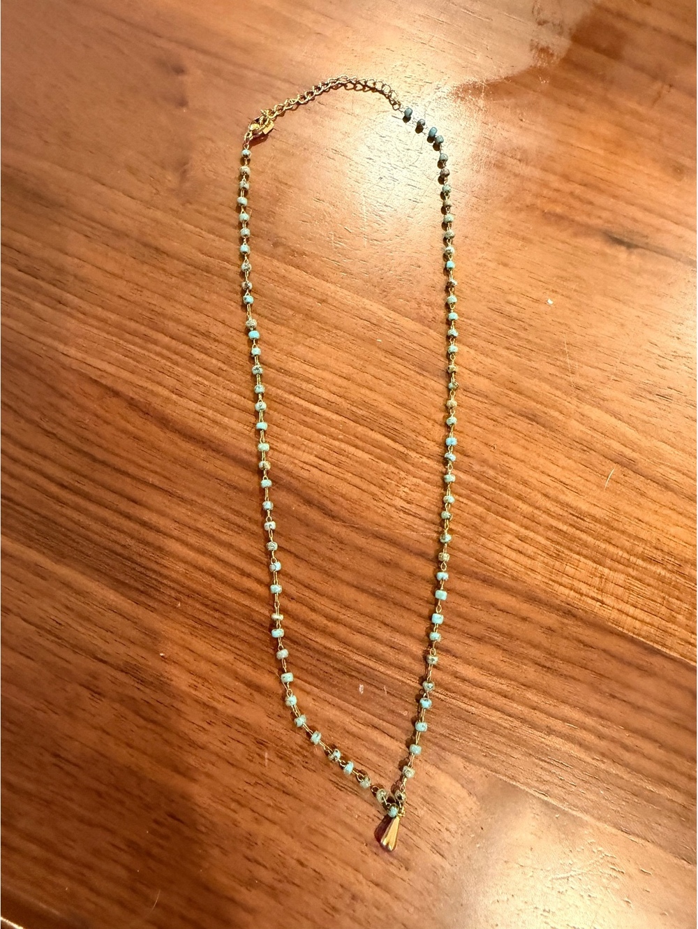 Delicate Beaded Chain Necklace with Small Pendant